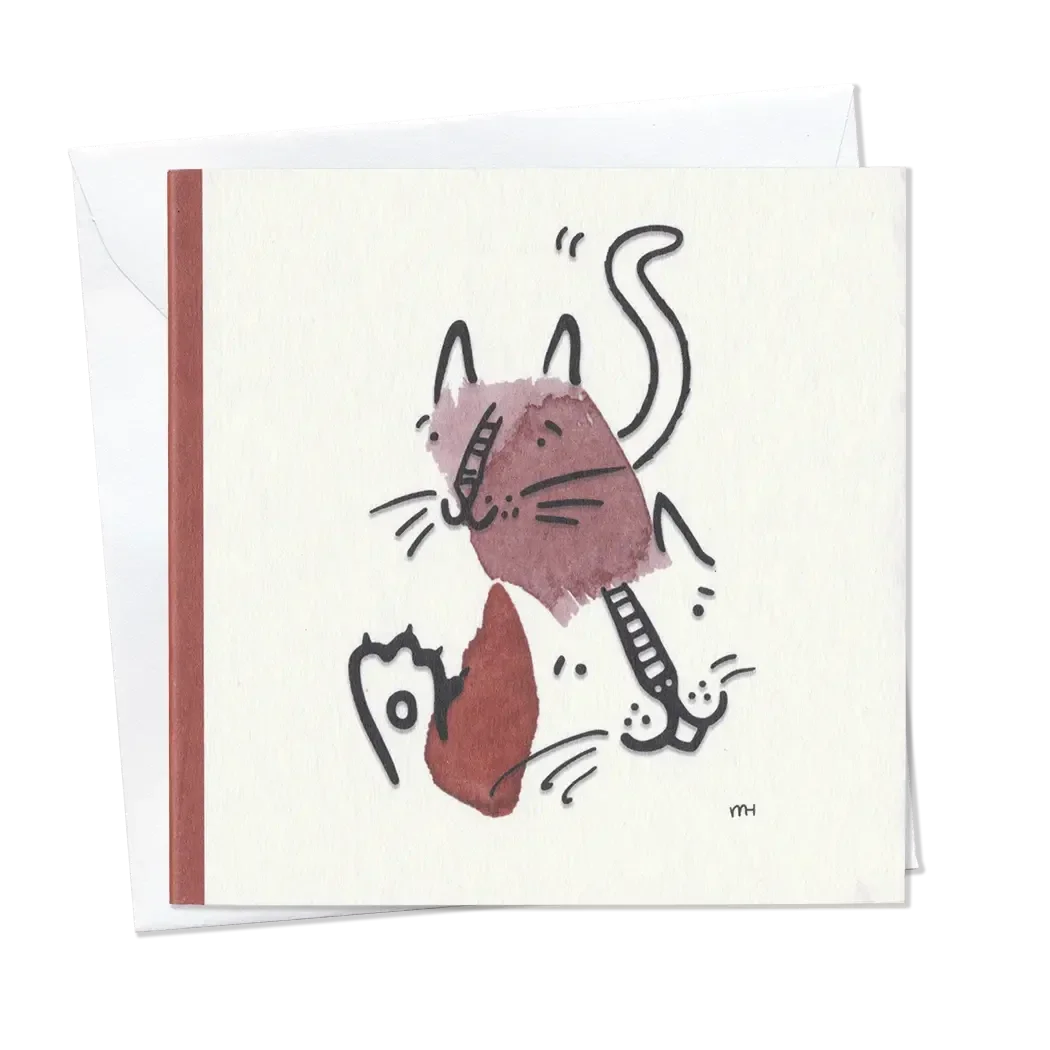 Dubbele kaart + envelop katten