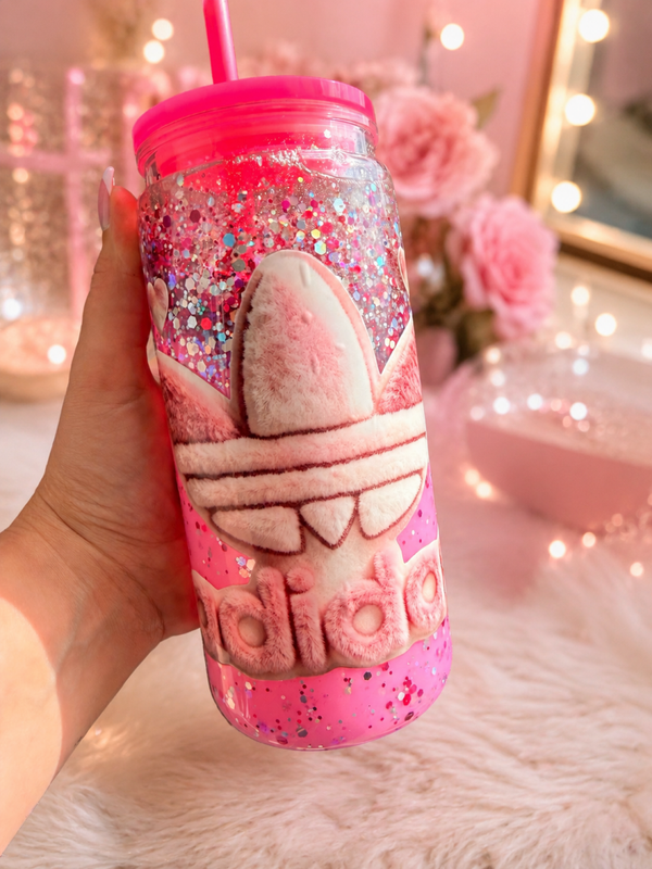 💖 Pink Glitter Snowglobe Tumbler – 20 oz