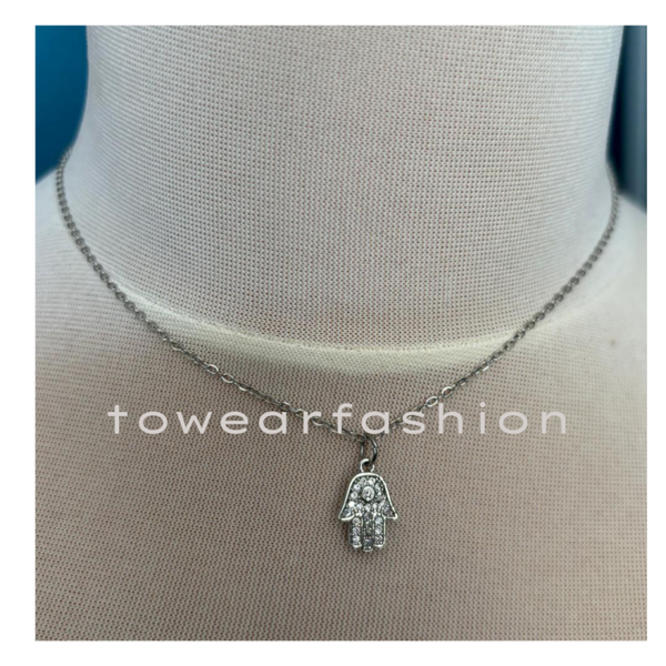 KETTING HAMSA-HANDJE ✦ ZILVERKLEUR