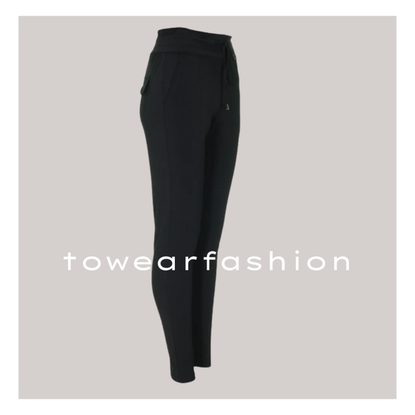 BROEK TRAVELSTOF INEZ ✦ ZWART ✦ MEPA