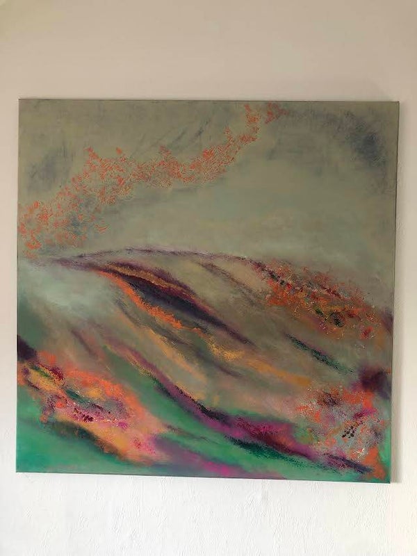 Blumenhang im Morgennebel