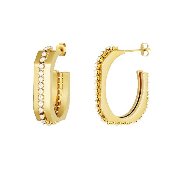 OVAL STRASS EARRING