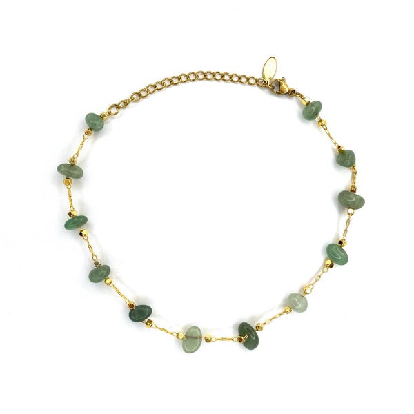 GREEN STONED ANKLET
