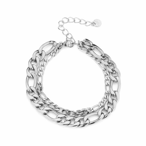 SILVER BIG CHAINED BRACELET