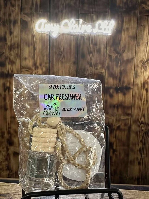 Black Poppy Scented Hanging Car Freshener