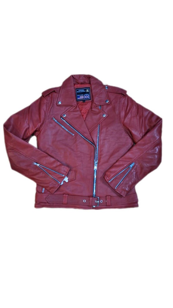 CHAQUETA DE CUERO CHICA ROJA