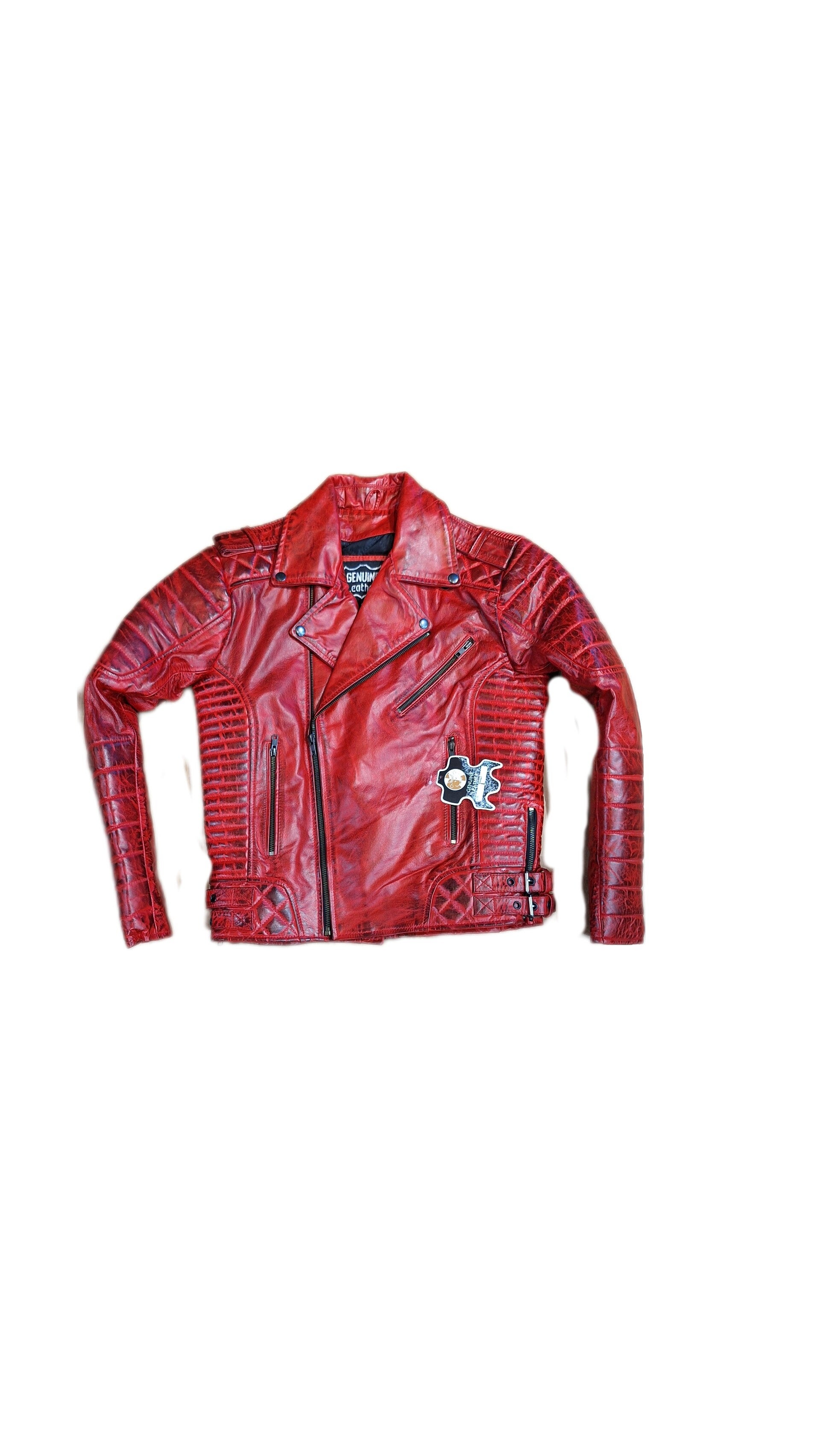 CHAQUETA DE CUERO ROJO HOMBRE