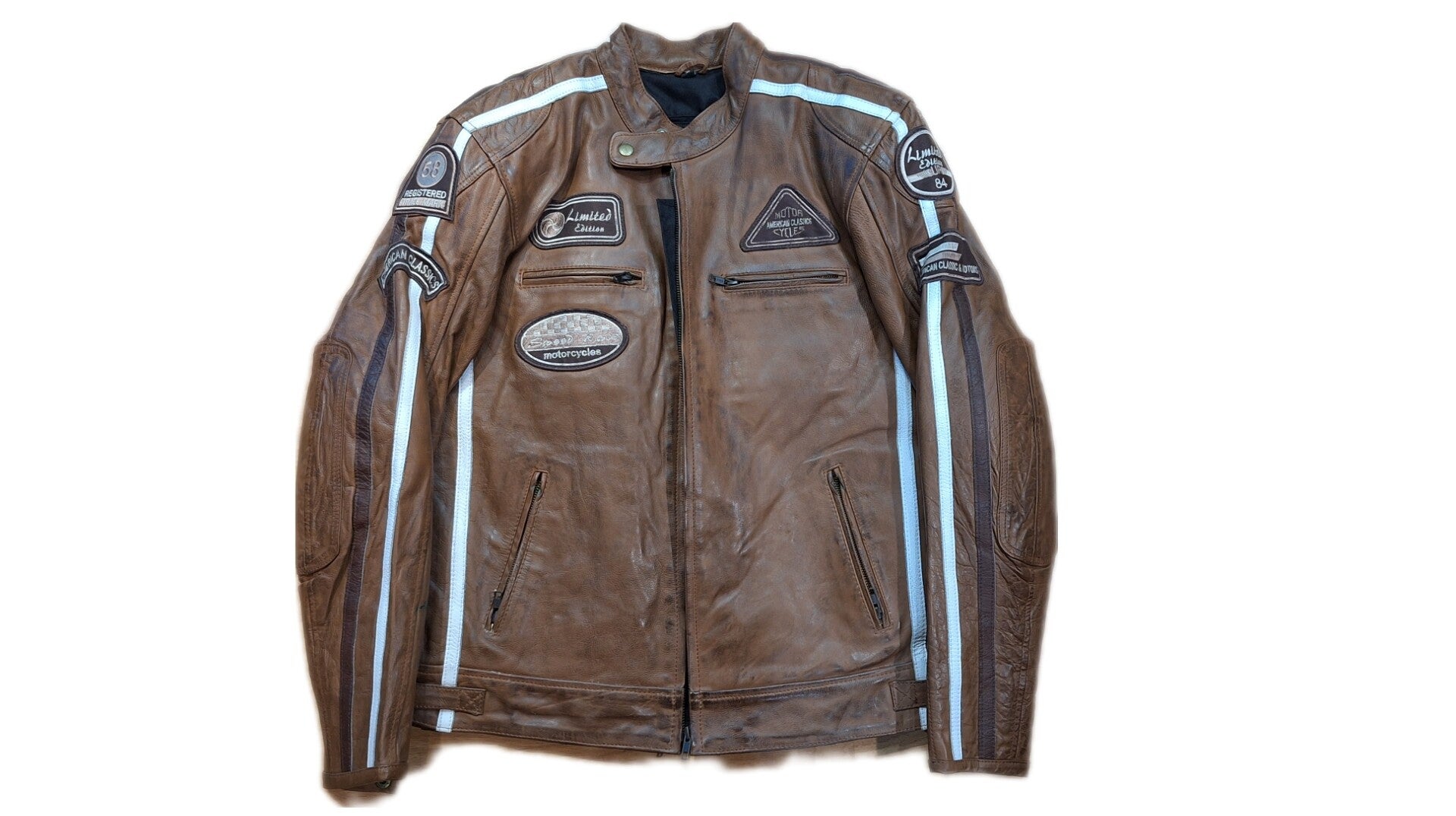 CHAQUETA DE MOTO MARRON