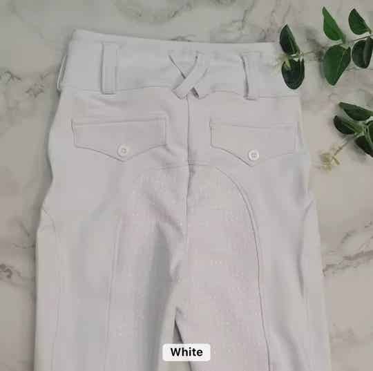 Childs Full Seat White Competition Riding Leggings