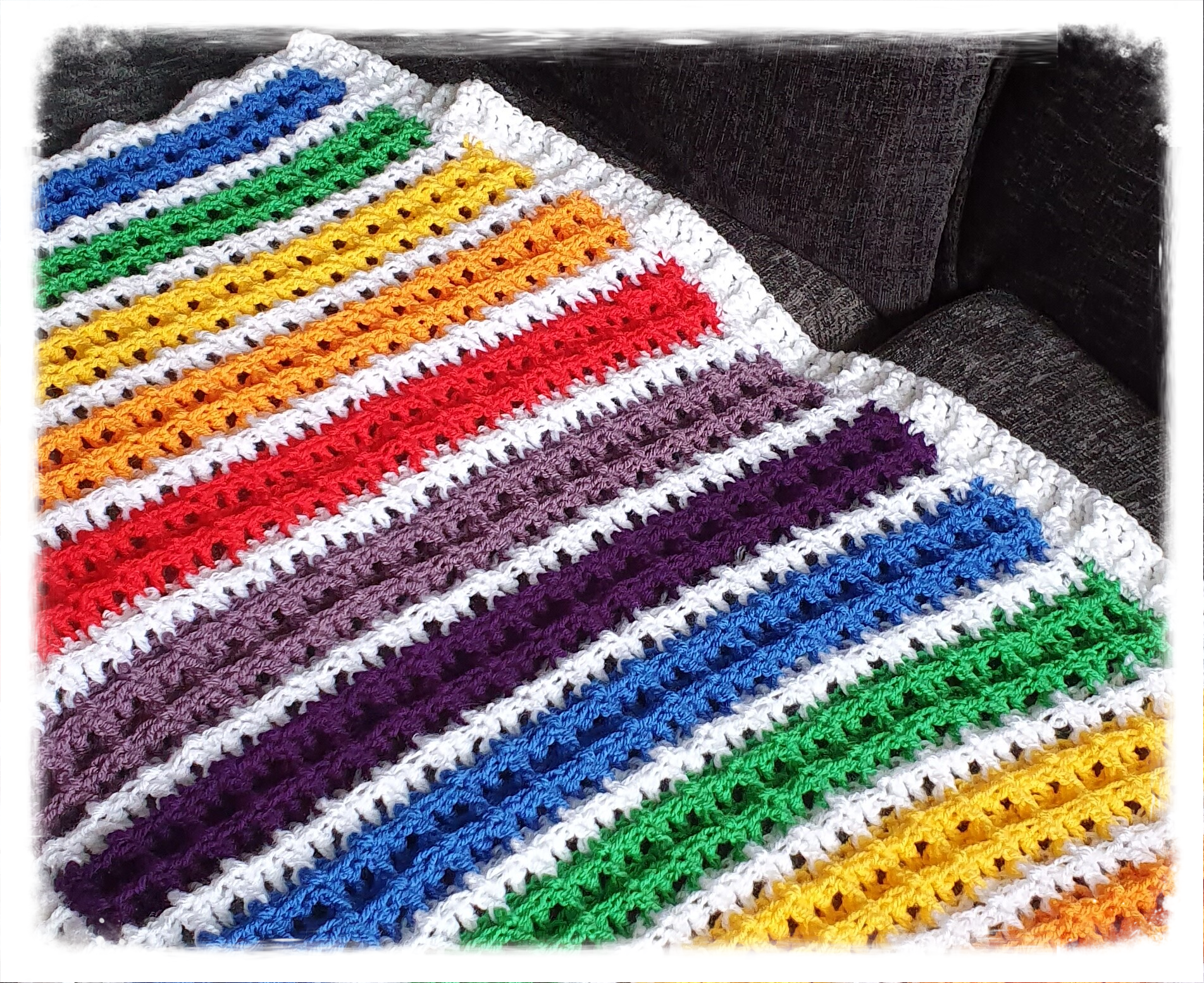 Rainbow waffle stitched Baby Blanket