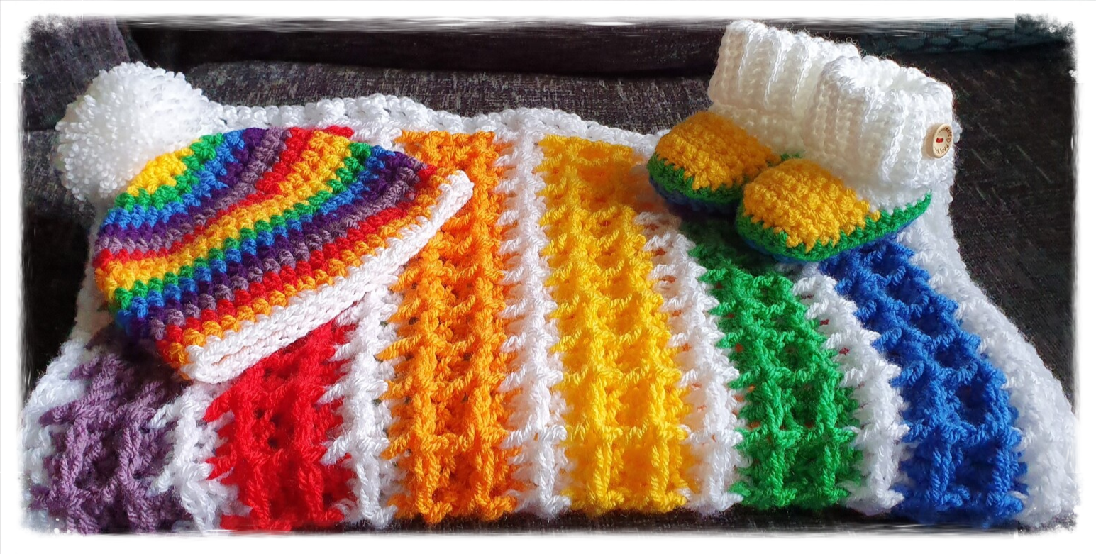 Matching sets, waffle stitch