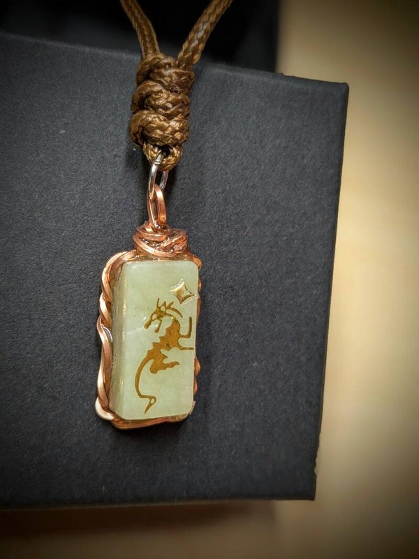 Reiki Charged Jade Dragon Healing Necklace with Adjustable Cord