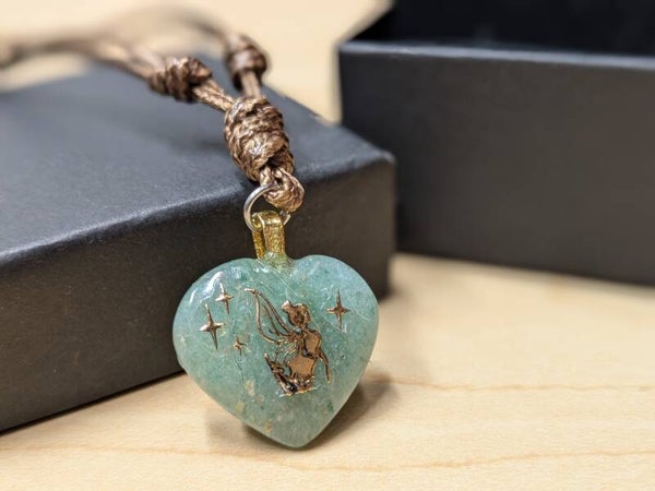 Amazonite Fairy Heart Necklace - Handmade & Adjustable