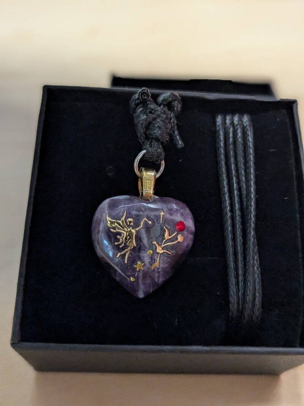 Amethyst Fairy Heart Necklace – Reiki Charged