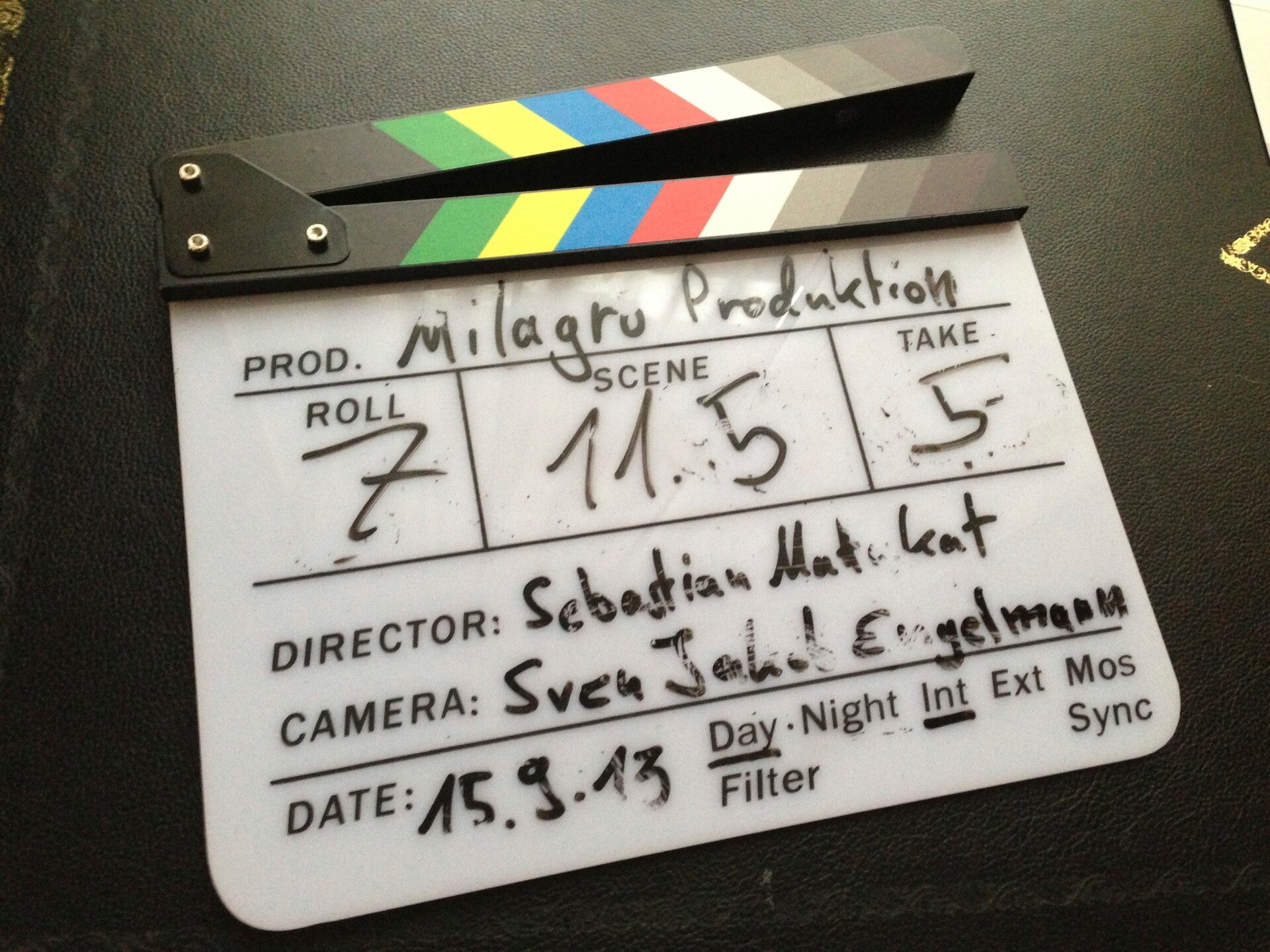 Filmklappe von der milagro Produktion aus dem Jahr 2013