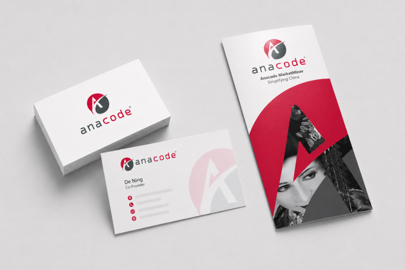 Corporate Design für Anacode GmbH mit Visitenkarten, Flyer und Geschäftsausstattung