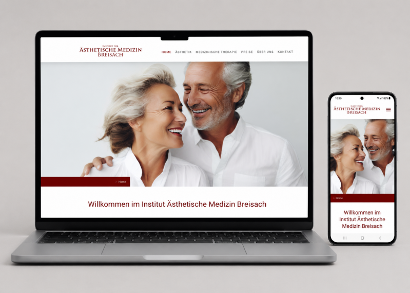 Website-Design für das Institut Ästhetische Medizin Breisach auf Laptop und Smartphone