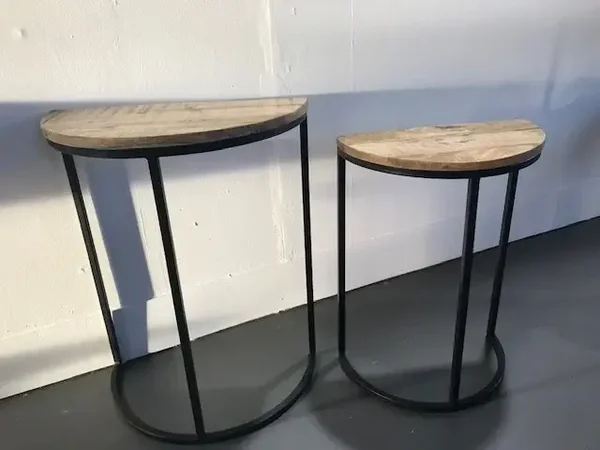 Half ronde bijzet tafel - set van 2 stuks