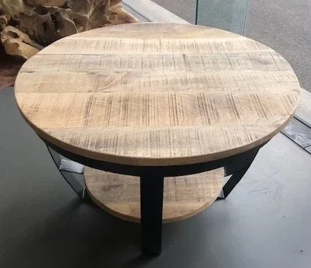 Salontafel Mangohout rond met metaal Ø 70 cm x H= 45cm