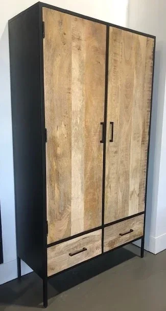 Opbergkast Mango/Metaal 100 x 40 x 180