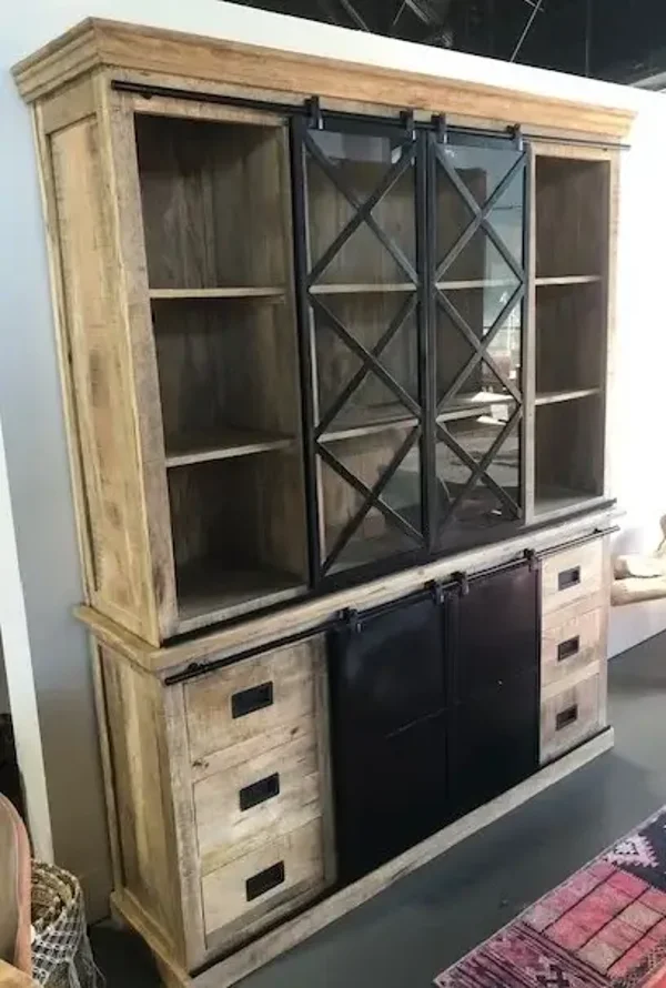 Vitrinekast Mango/Metaal 180 x 45 x 220