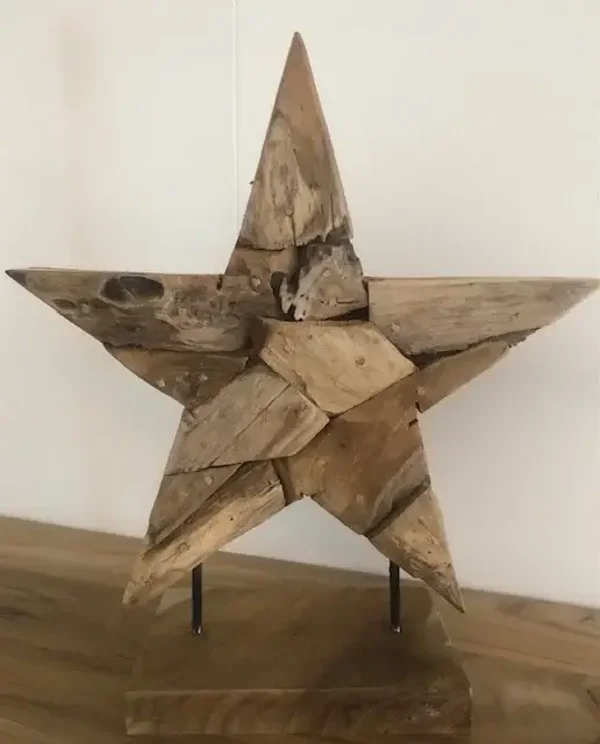 Wooden statue "CLOSED STAR" star H 45 cm.
