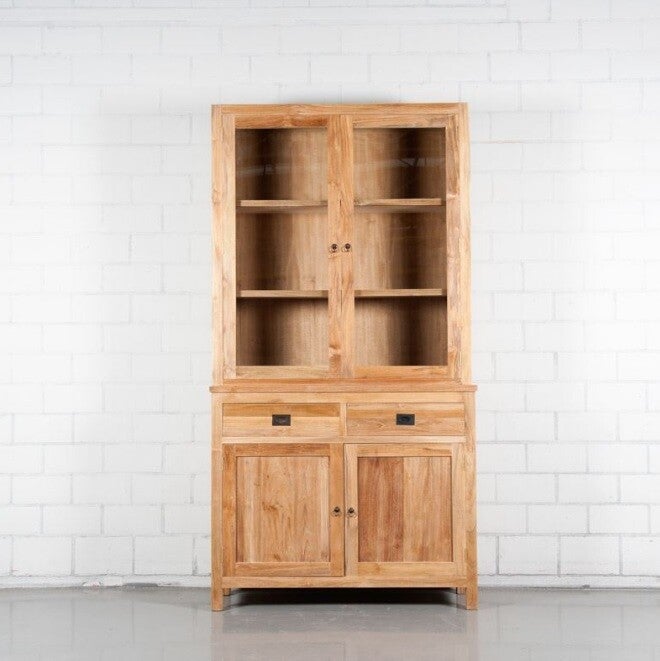 Vitrinekast Teak 120 x 34/41 x 230