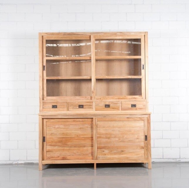 Vitrinekast Teak 200 x 35/45 x 222