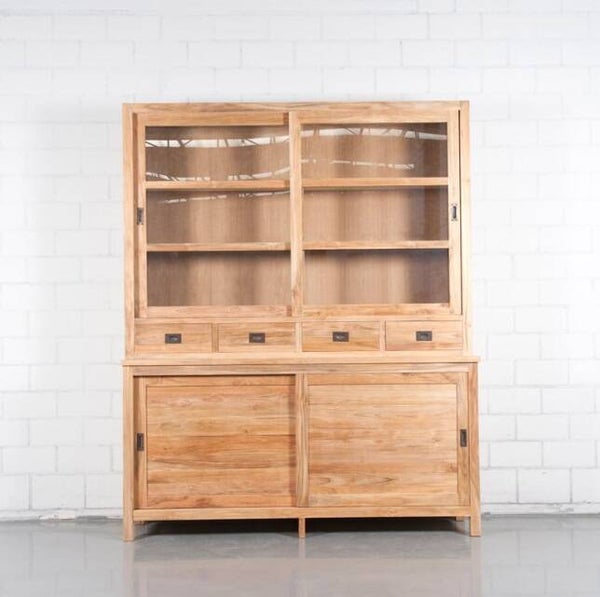 Vitrinekast Teak 200 x 35/45 x 222