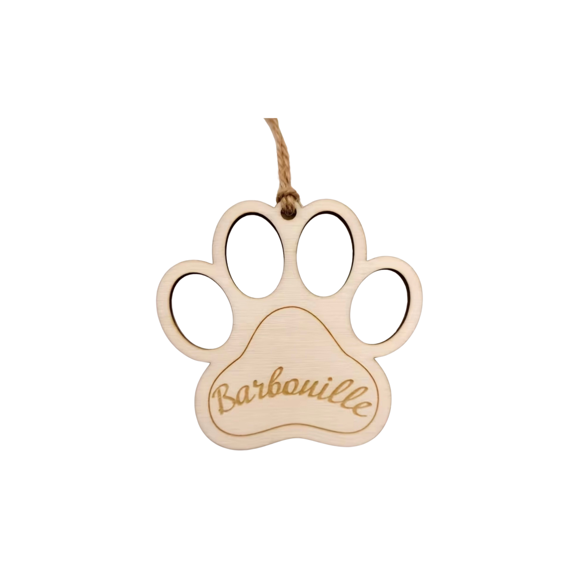 Boule de noël pour chien ou chat en forme de patte.