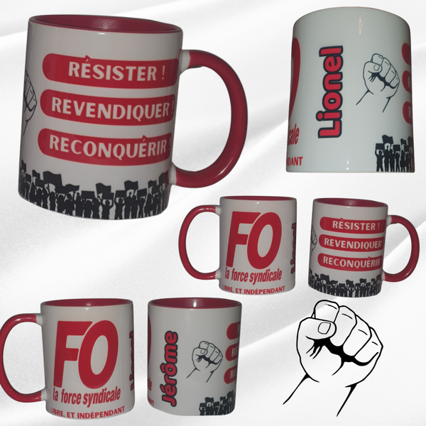 Mug syndicats FO personnalisé avec votre prénom