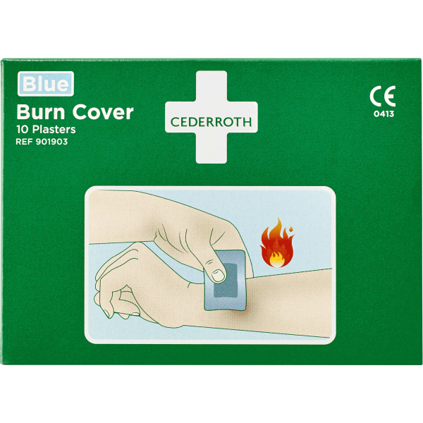10 pansements bleus non adhérents pour brûlures BURN CARE de CEDERROTH
