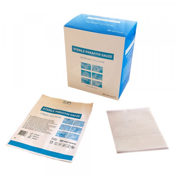 Compresse de gaze pour plaies à la paraffine - 10x10cm