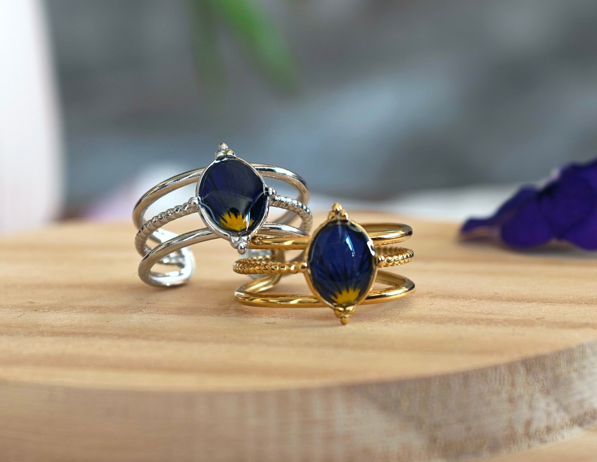 ❧ Bague Pensée sauvage - Acier inoxydable Argent