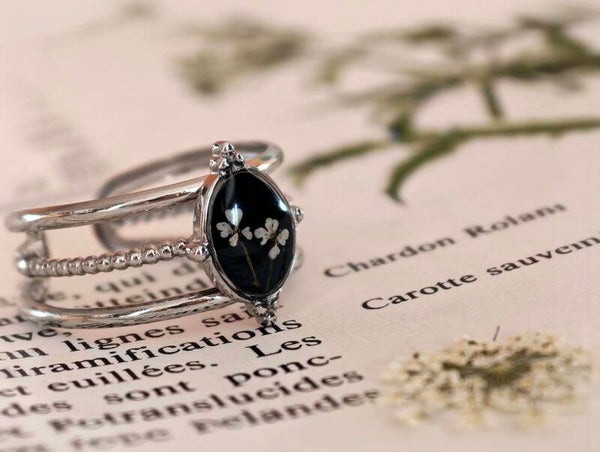 ❦ Bague Vintage Reine d'Anne - Acier inoxydable argent