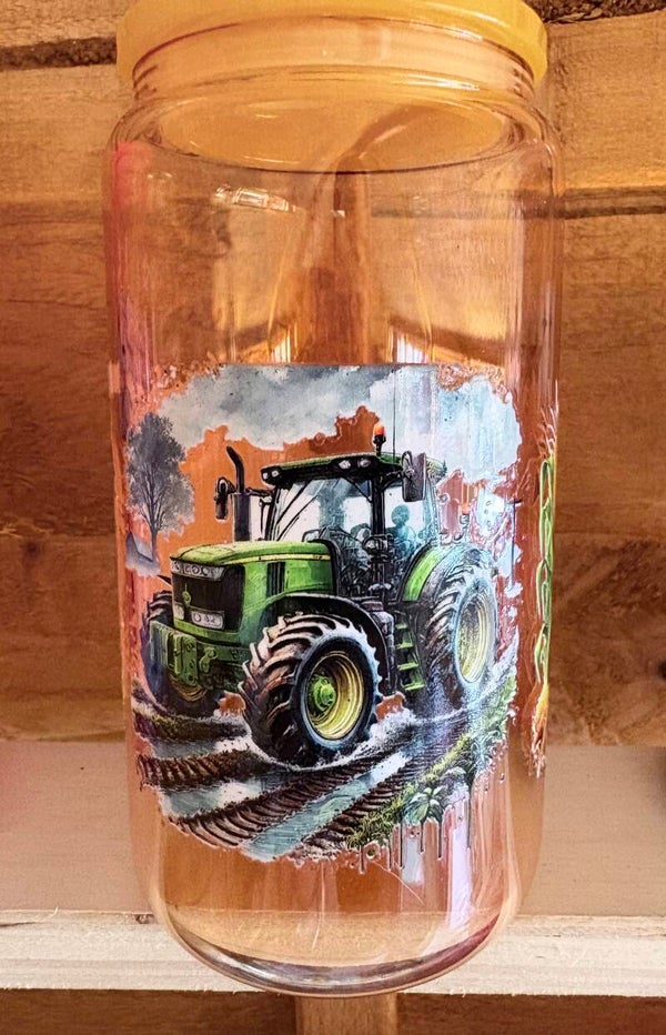 Tractor 16oz Glass Tumbler