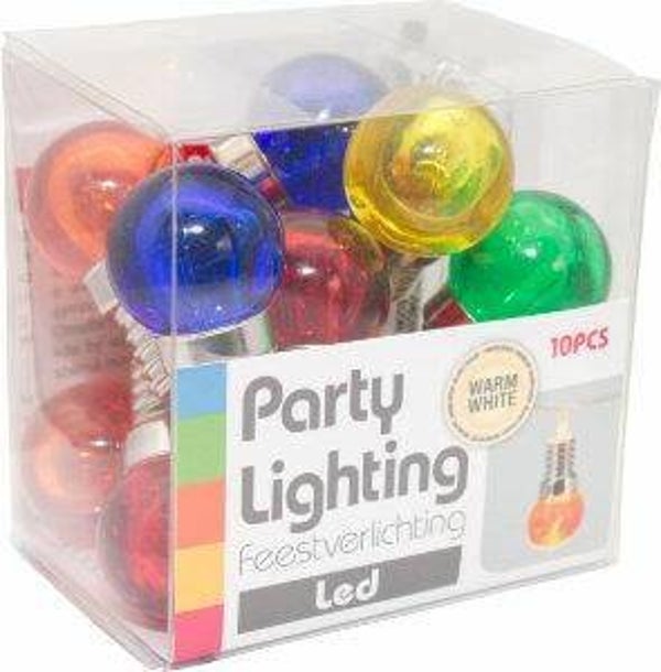FEESTVERLICHTING LED MINI OP BATTERIJEN 10 LAMPEN MULTI