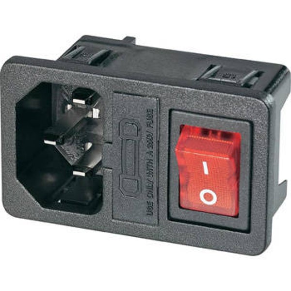 c14 chassisdeel met schakelaar en zekeringhouder