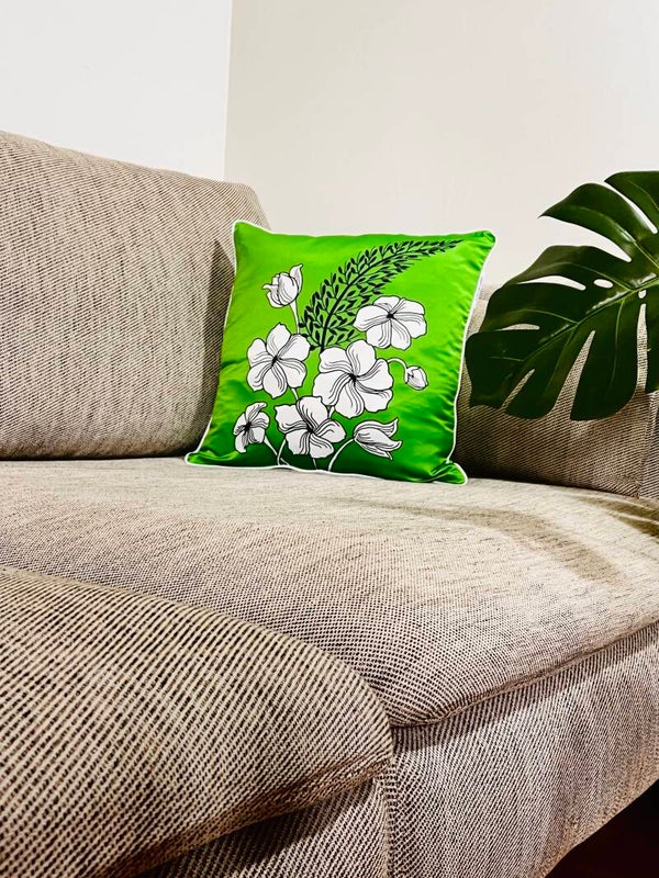 Green Flower Cushion Cover