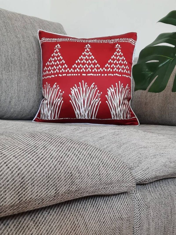 Red Tribal Print Cushion Cover