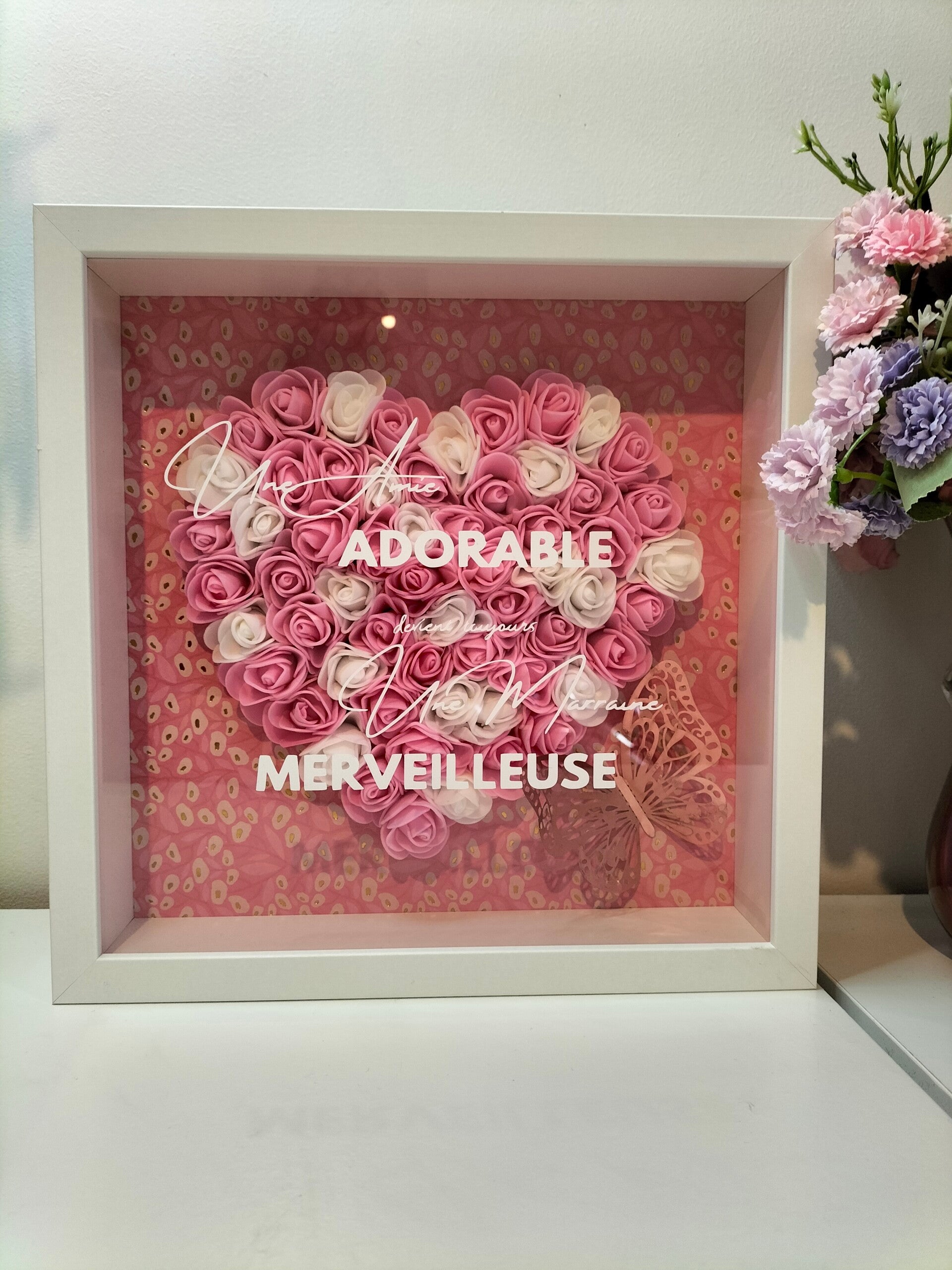 Cadre "Une Amie Adorable et une marraine Merveilleuse" 25x25