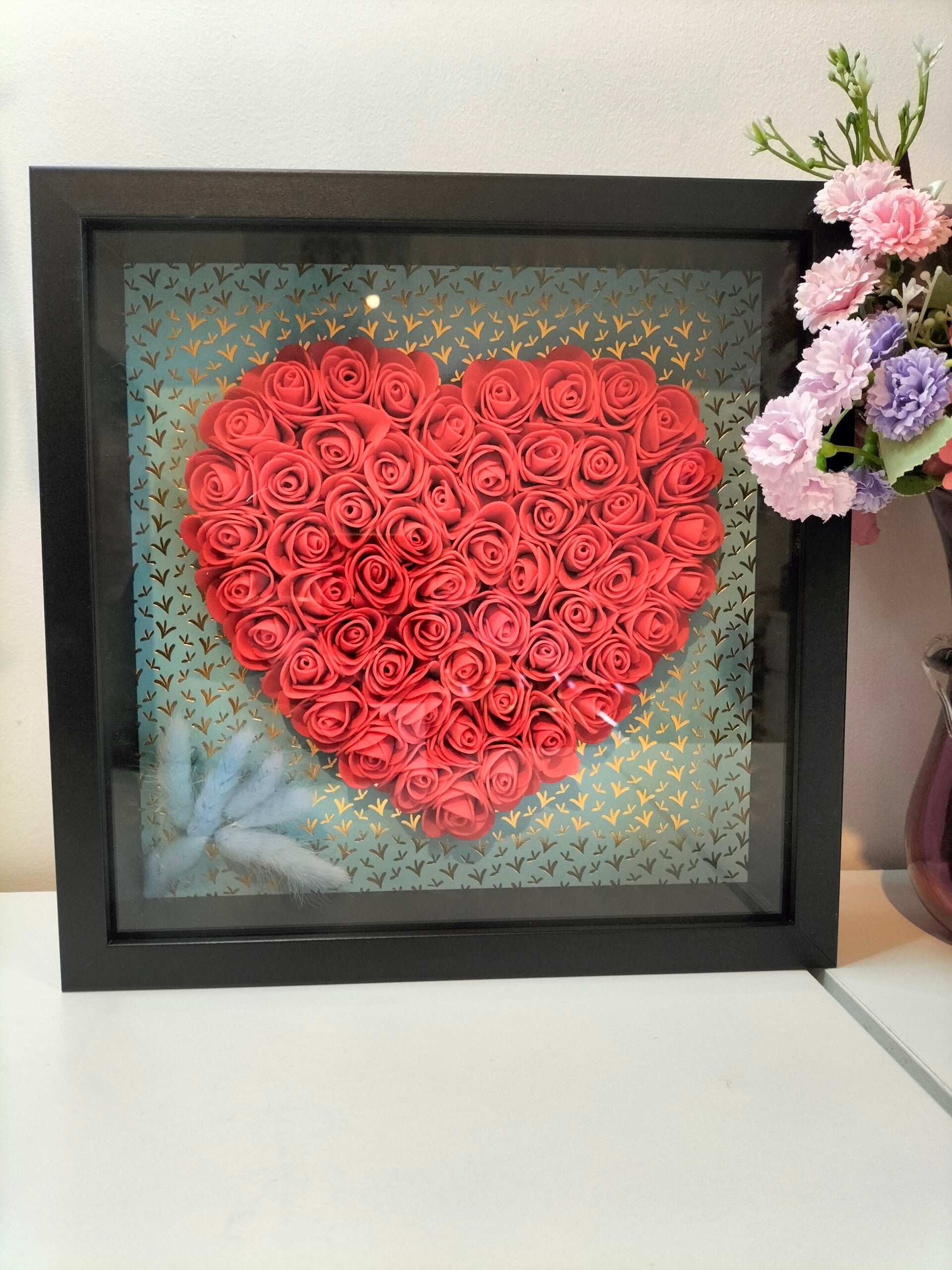 Cadre cœur de roses personnalisable