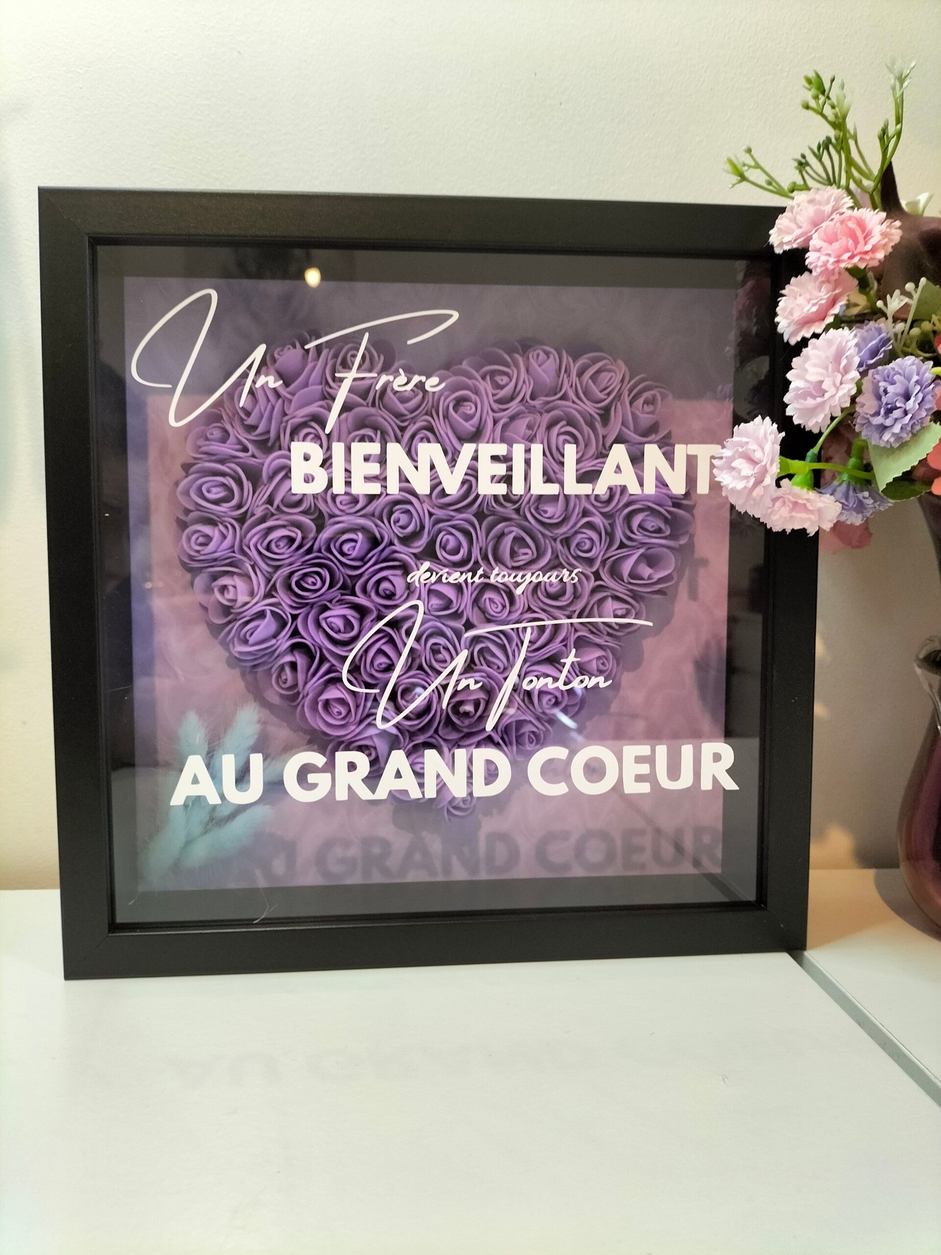 Cadre "Un Frère Bienveillant un tonton au Grand Cœur" 25x25