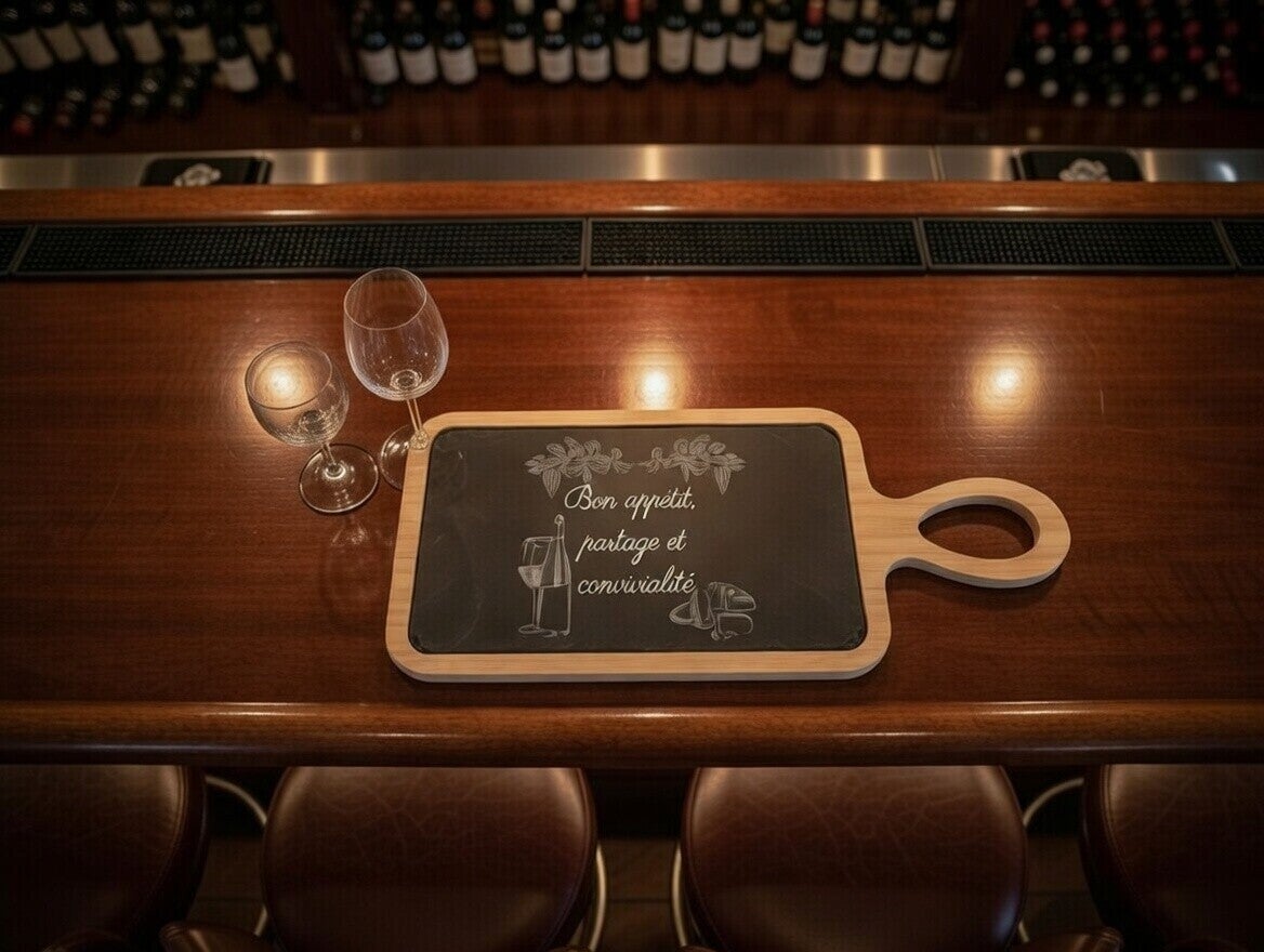 Planchette apéro Personnalisable bois et ardoise