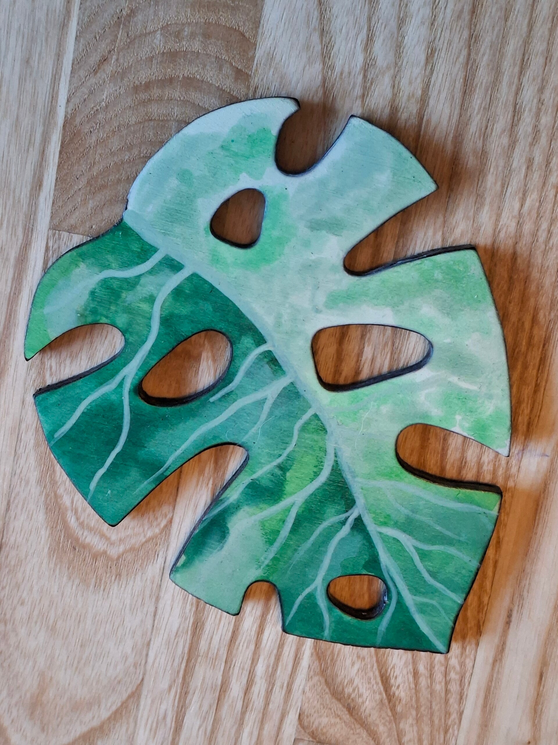 onderzetter monstera groen-wit