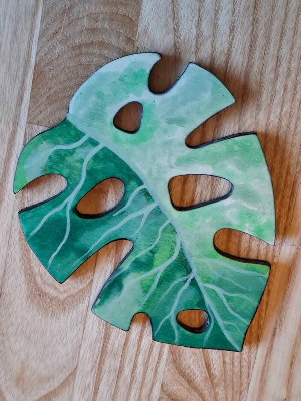 onderzetter monstera groen-wit