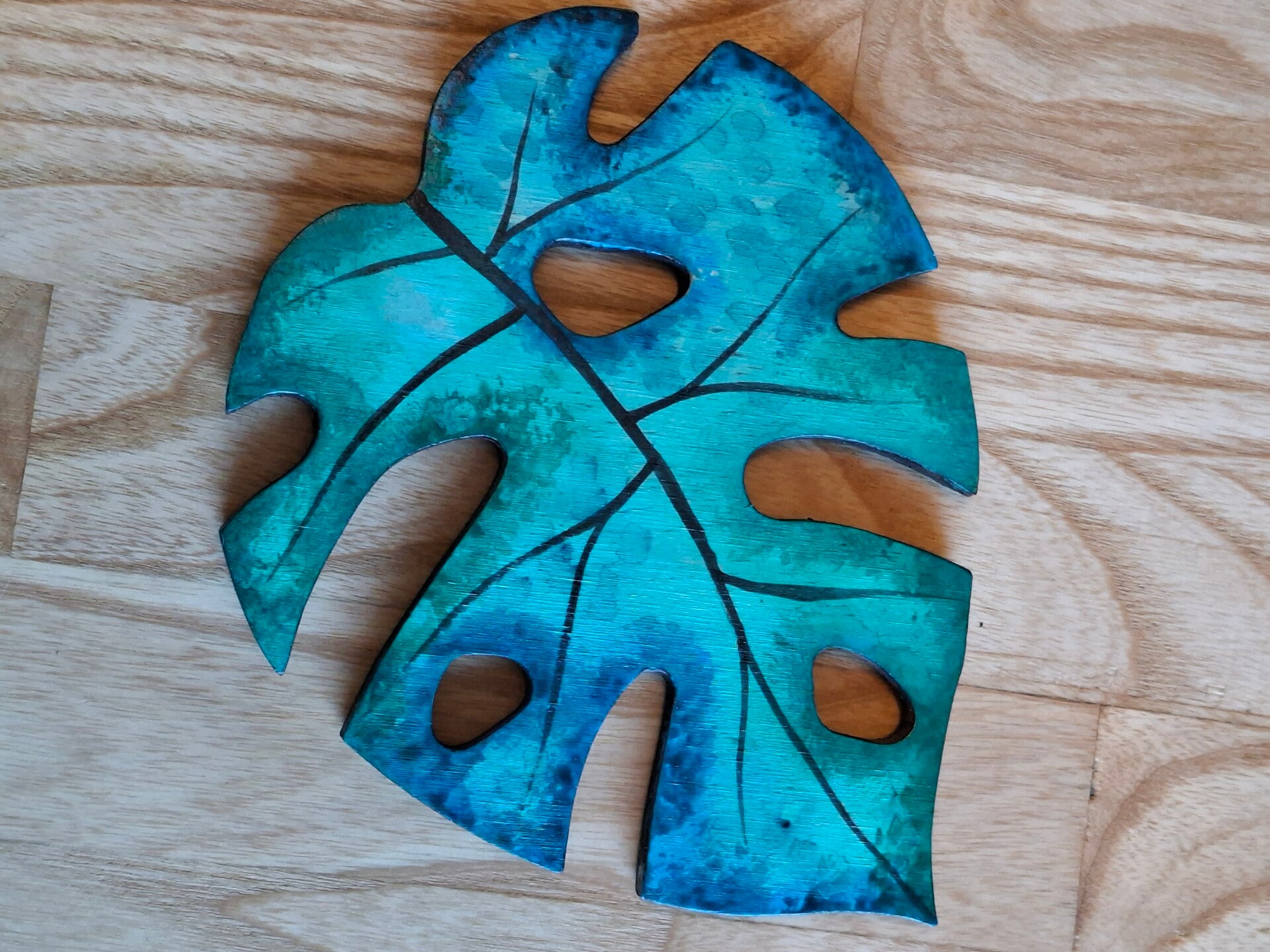 onderzetter monstera blauw