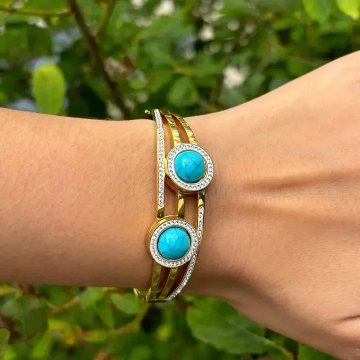 bangle armband met gekleurde stenen