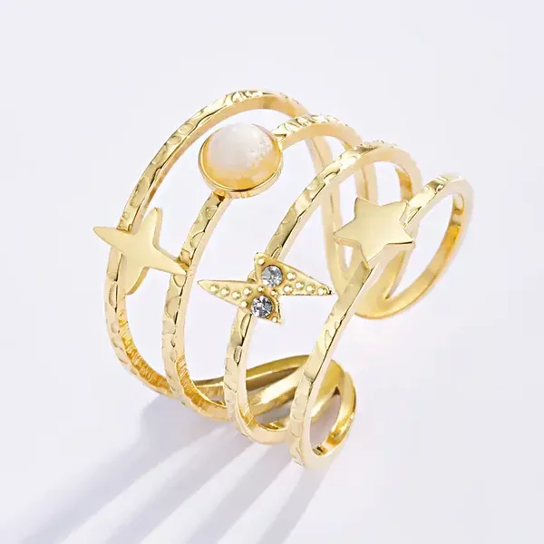 getextureerde ring met strass en parel