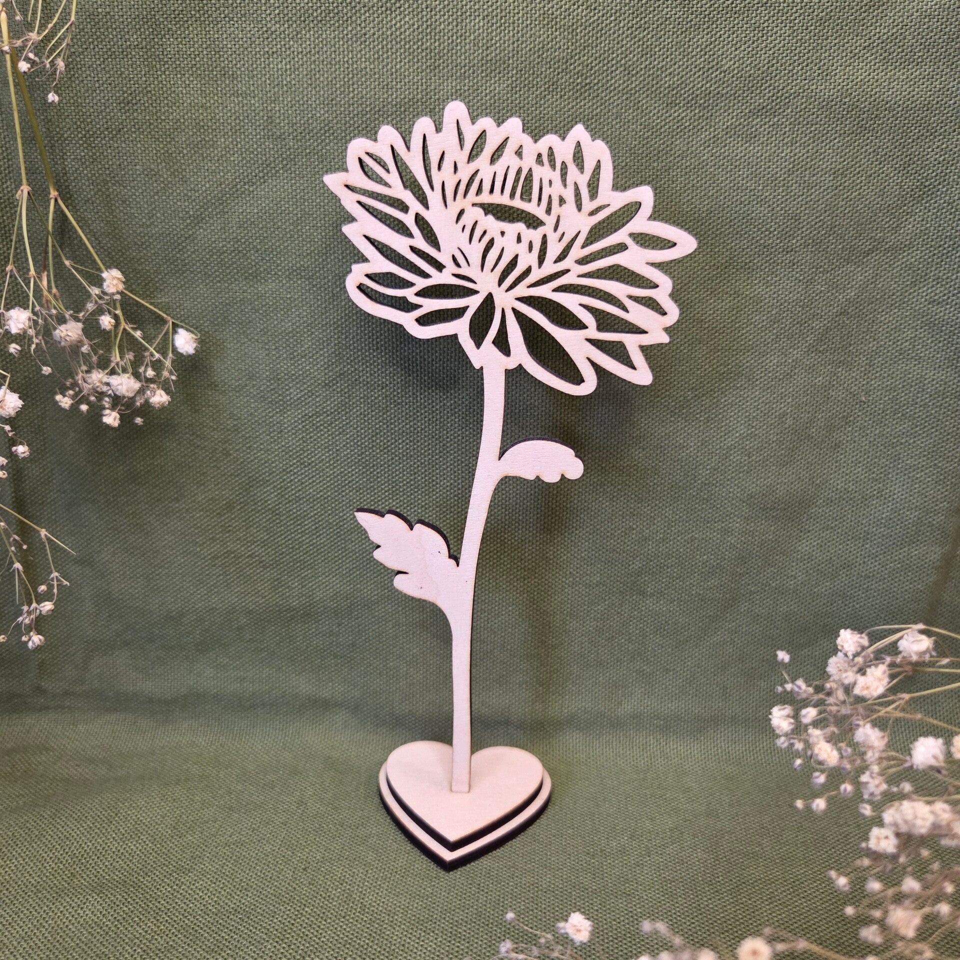 Houten Chrysant op steel